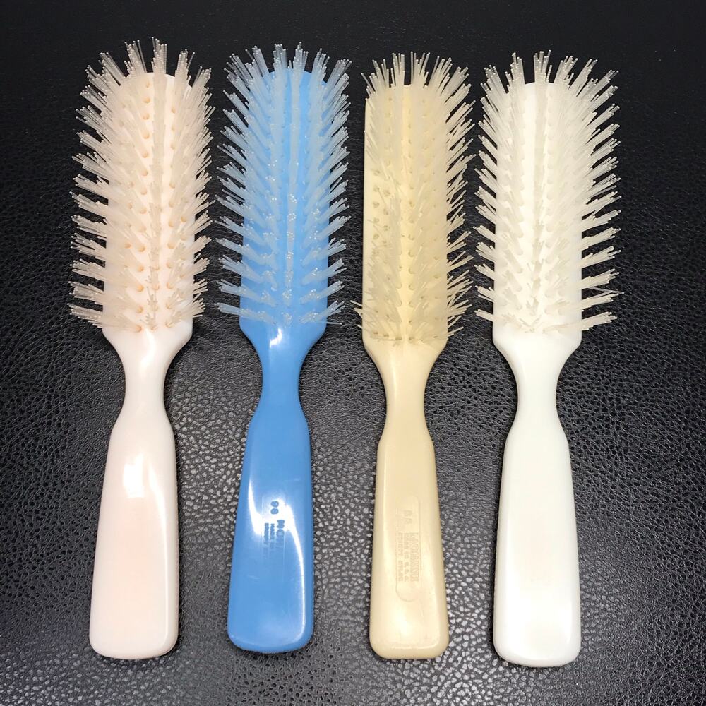 Vintage MOHAWK Lucite Hair Brush Light Blue Pink White Krimpt Nylon Bristles 98#